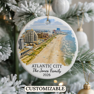 Personalisierter Atlantic City Weihnachtsschmuck, Keramik Ornament