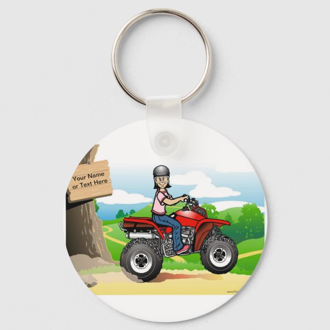 Personalisierter ATV-Fahrer - Cartoon Schlüsselanhänger (Vorderseite)