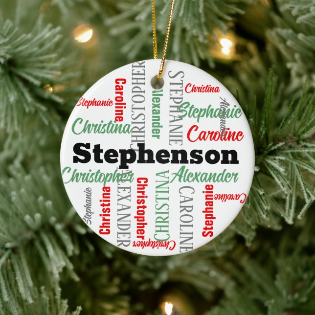Personalisierter Aufenthalt in Word-Art Collage Keramik Ornament (Baum)
