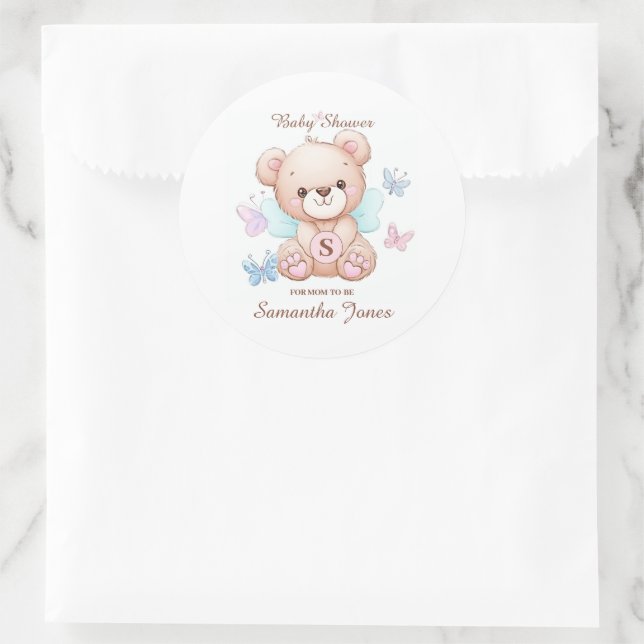 Personalisierter Aufkleber für Babydusche (Tasche)