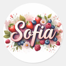 Personalisierter Aufkleber "Sofia" Berry Floral De