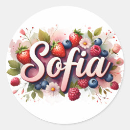 Personalisierter Aufkleber "Sofia" Berry Floral De