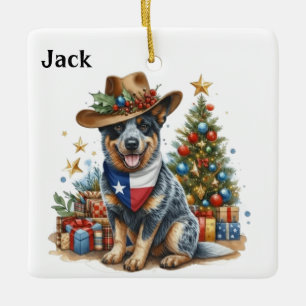 Personalisierter Australian Cattle Dog mit Texas-F Keramikornament