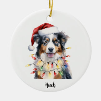 Personalisierter Australian Shepherd Weihnachts Hu Keramik Ornament