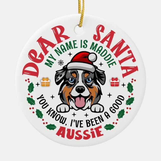 Personalisierter australischer Schäferhund Weihnac Keramik Ornament (Vorne)