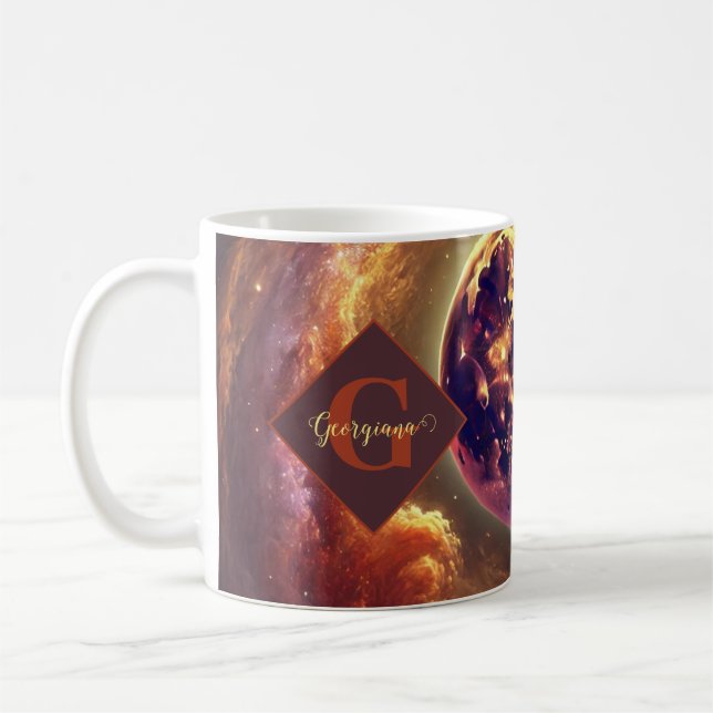Personalisierter Autumnal Galaxy Harvest Moon Kaffeetasse (Links)
