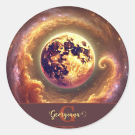 Personalisierter Autumnal Galaxy Harvest Moon Runder Aufkleber