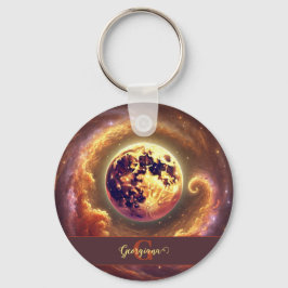 Personalisierter Autumnal Galaxy Harvest Moon Schlüsselanhänger