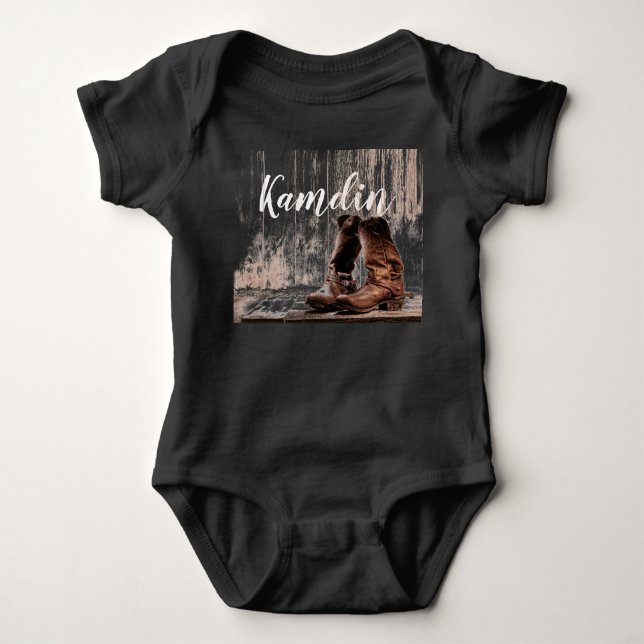 Personalisierter Baby Body Anzug stickt rustikal L Baby Strampler (Vorderseite)