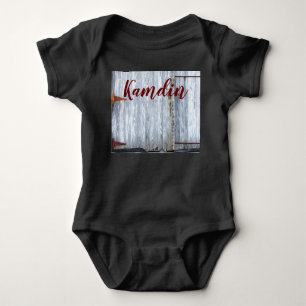 Personalisierter Baby Body Anzug Weißwaschholz Sta Strampler