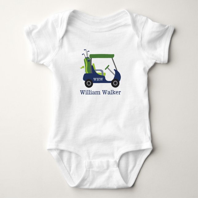 Personalisierter Baby Bodysuit für Navy & Green Go Baby Strampler (Vorderseite)