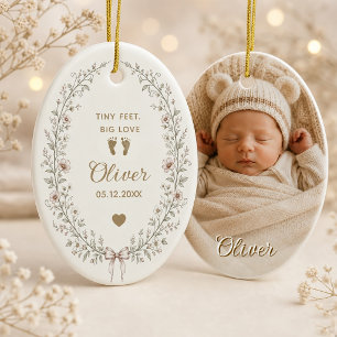 Personalisierter Baby-Botanikkranz Keramik Ornament