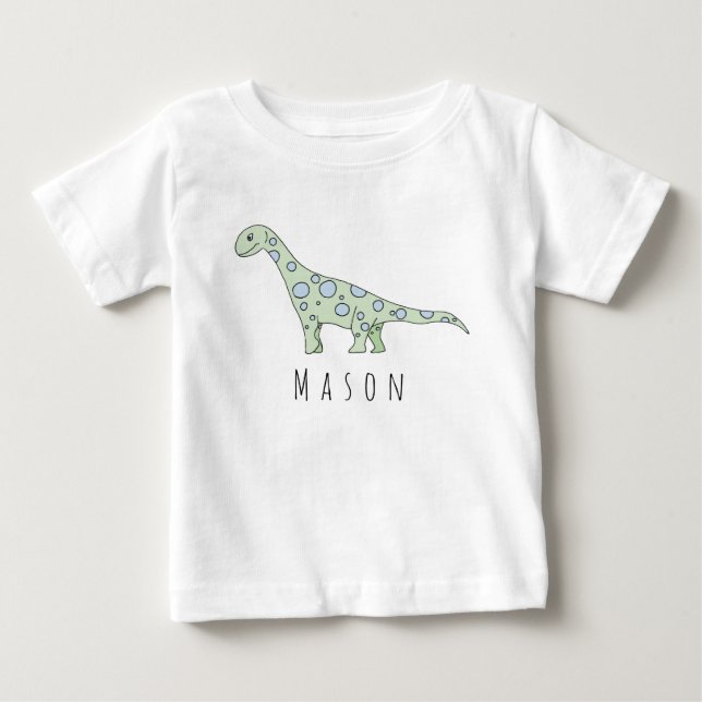 Personalisierter Baby Boy Doodle Dinosaurier mit N T-shirt (Vorderseite)