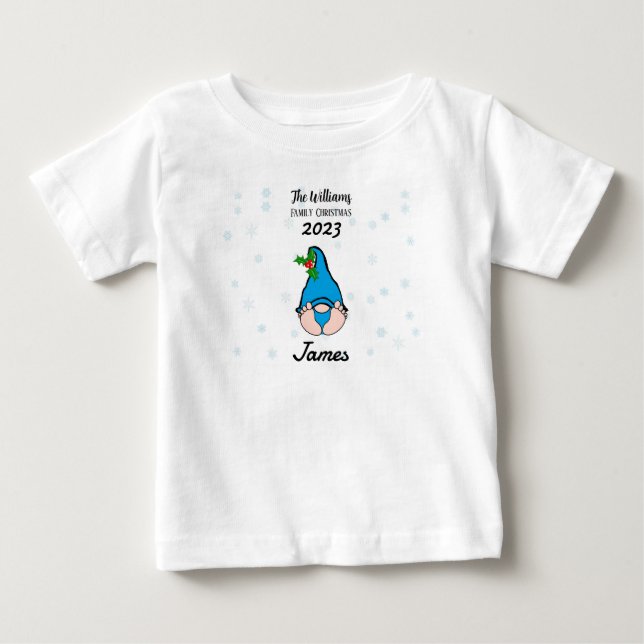 Personalisierter Baby Boy Gnome T-shirt (Vorderseite)