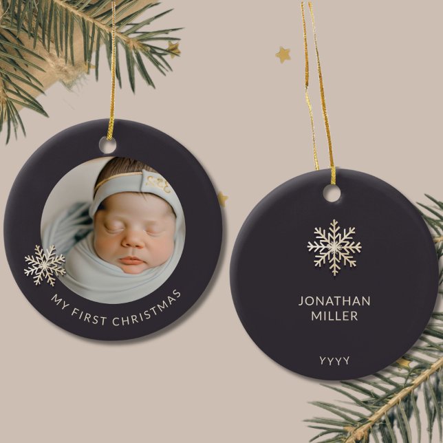 Personalisierter Baby Boy's First Christmas Orname Keramik Ornament (Von Creator hochgeladen)