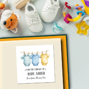 Personalisierter Baby-Bunting-Weste-Bookplate-Aufk Quadratischer Aufkleber