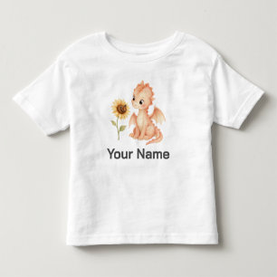 Personalisierter Baby-Drache Fantasy-Sonnenblume K Kleinkind T-shirt