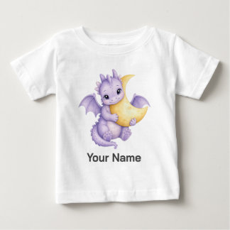 Personalisierter Baby-Drache umarmt Mond Baby T-shirt