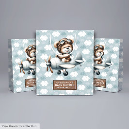 Personalisierter Baby-Duschbeutel mit Blue-Bären-P Mittlere Geschenktüte