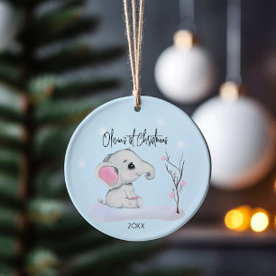 Personalisierter Baby Elephant, Baby's First Chris Keramik Ornament