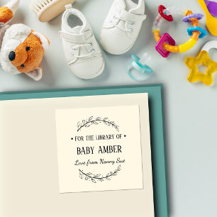 Personalisierter Baby-Exlibris-Aufkleber Aus der Quadratischer Aufkleber