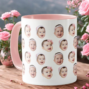 Personalisierter Baby-Fotomug mit 3 Gesichtsaufnah Tasse