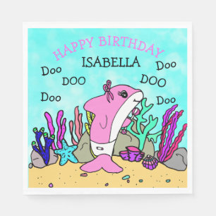 Personalisierter Baby-Haifisch-Geburtstag Serviette