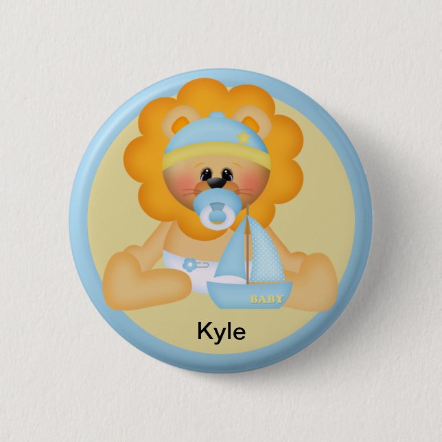 Personalisierter Baby Lion Button (Vorderseite)