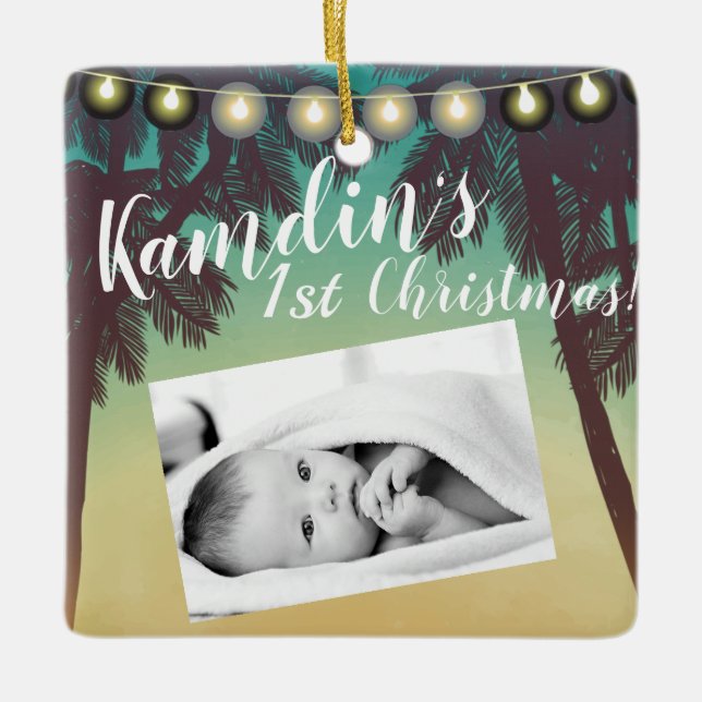 Personalisierter Baby Ornament Beach Sonnenunterga (Vorderseite)