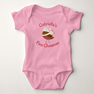 Personalisierter Baby-Vogels Weihnachts-Erstling Baby Strampler