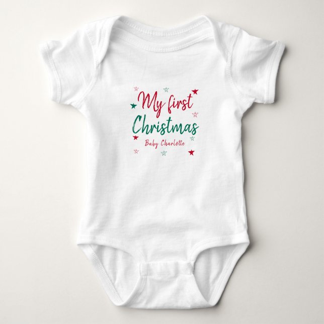 Personalisierter Babyanzug Name 1. Weihnachtsfeier Baby Strampler (Vorderseite)