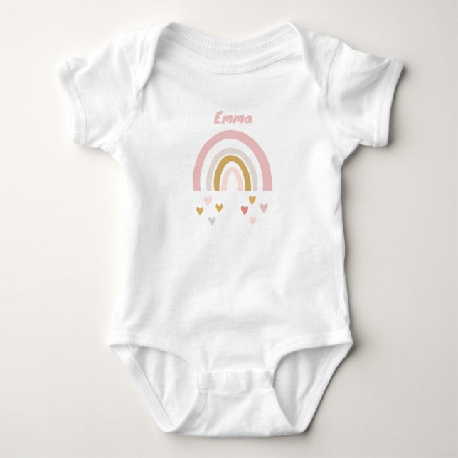 Personalisierter Babybody mit Name und Regenbogen Baby Strampler (Vorderseite)