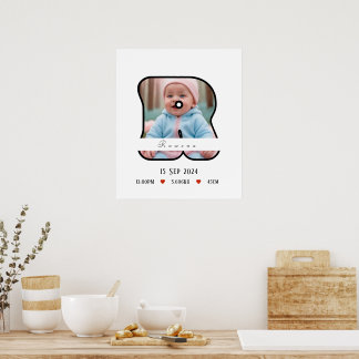 Personalisierter Babybrief R mit Grenzposter Poster