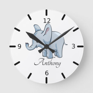 Personalisierter BabyElefant Runde Wanduhr