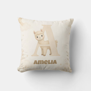 Personalisierter Babyname Alpaka Buchstabe A Kissen