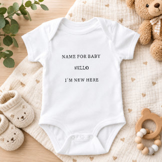Personalisierter Babyname Hallo, ich bin neu hier Baby Strampler
