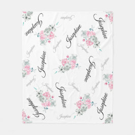 Personalisierter Babyname| Wasserfarbene Boho-Blum Fleecedecke