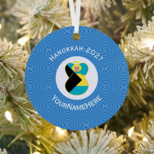 Personalisierter bahamischer Engel Hanukkah Blond Ornament Aus Metall