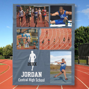 Personalisierter Bahn-und Feld-Foto-Collagen-Name Fleecedecke