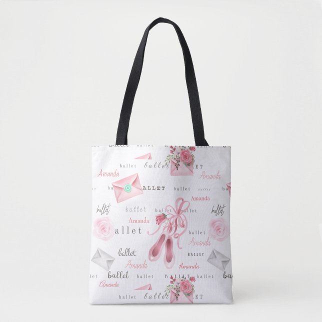 Personalisierter Ballerina Geschenk Hübsch rosa Tasche (Vorderseite)