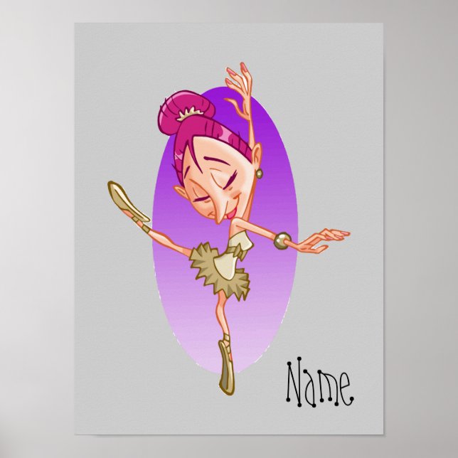 Personalisierter Ballerina Tänzer Cartoon Poster (Vorne)