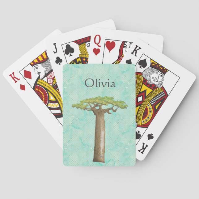 Personalisierter Baobab-Wasserbaum Spielkarten (Rückseite)