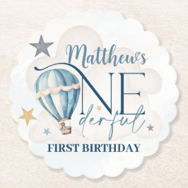 Personalisierter Bär in einem Ballon Papier-Unters Untersetzer