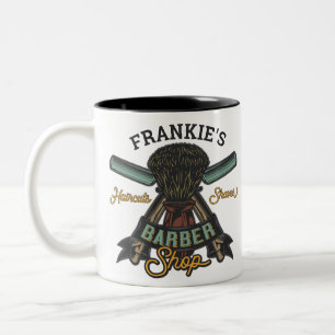 Personalisierter Barbierladen Retro-Haarschnitte R Zweifarbige Tasse
