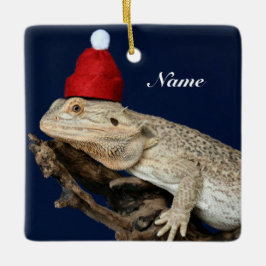 Personalisierter Bartdrachenechse - Weihnachtsmann Keramikornament