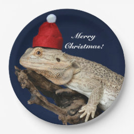 Personalisierter Bartdrachenechse - Weihnachtsmann Pappteller