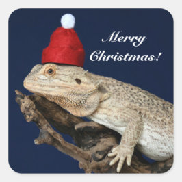 Personalisierter Bartdrachenechse - Weihnachtsmann Quadratischer Aufkleber