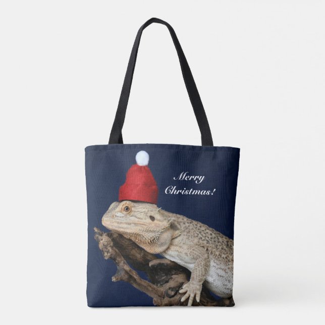 Personalisierter Bartdrachenechse - Weihnachtsmann Tasche (Rückseite)