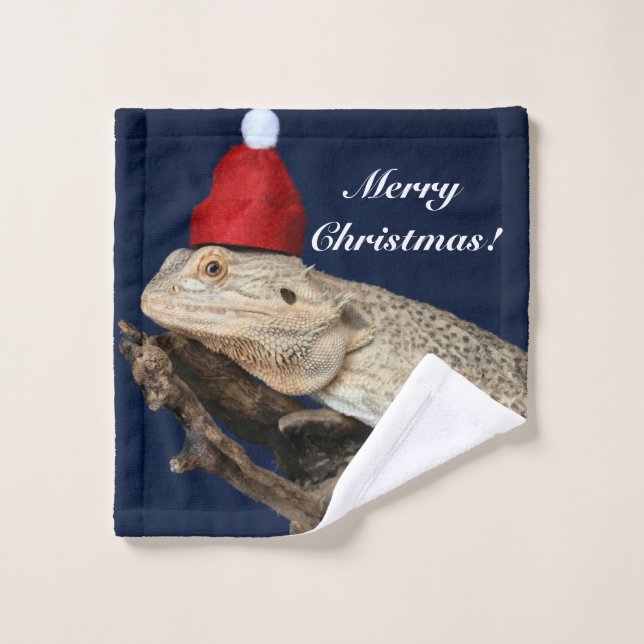 Personalisierter Bartdrachenechse - Weihnachtsmann Waschlappen (Waschlappen)