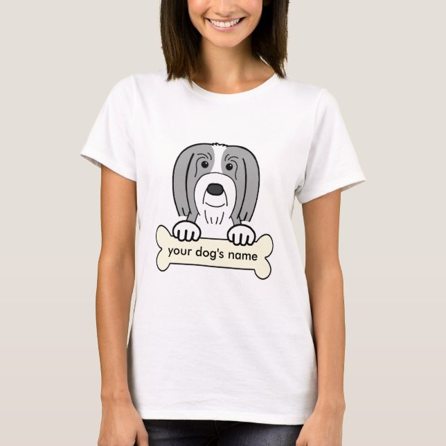 Personalisierter bärtiger Collie T-Shirt (Vorderseite)